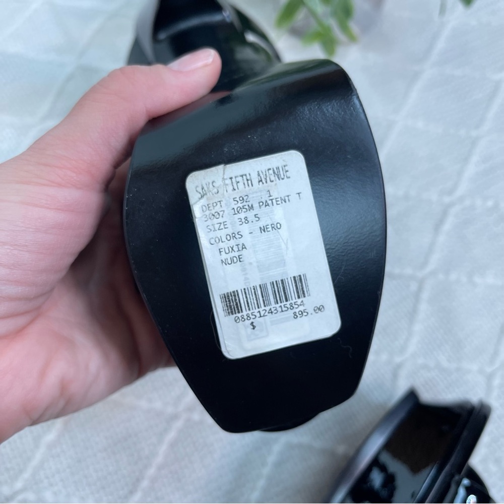 Saint Laurent Tribute Platform Sandals 105mm Black Patent Leather Size 38.5 8.5 - Picture 4 of 17